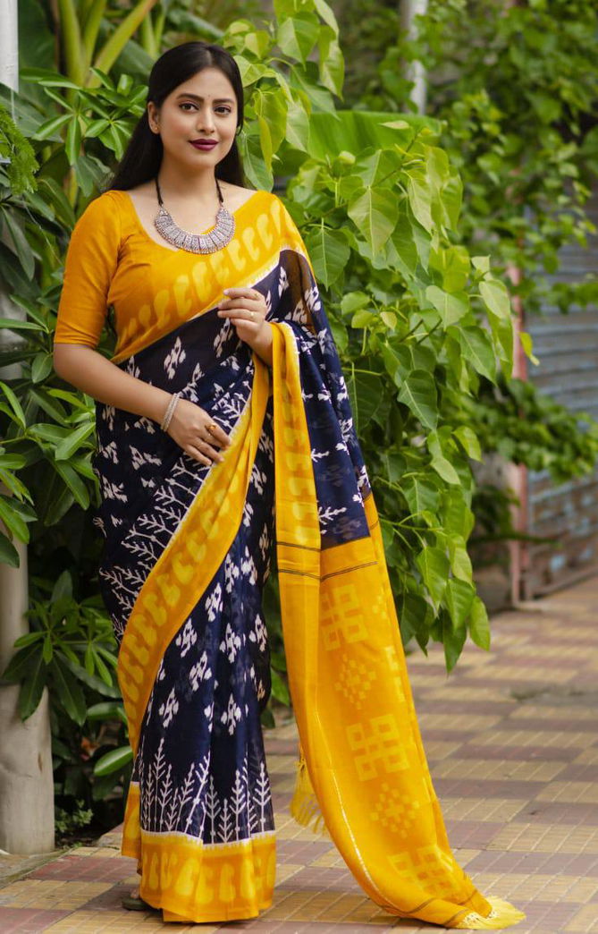 MG154 Plain Linen Printed Daily Wear Sarees Catalog